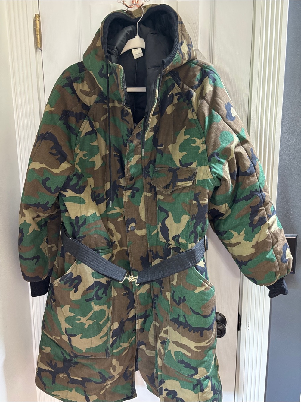 Vintage Camo Puffer Jacket in Green Brown Black